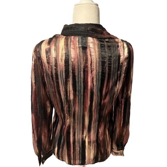 J Multicolored Polyester Button Up Blouse Size Small - Picture 2 of 3